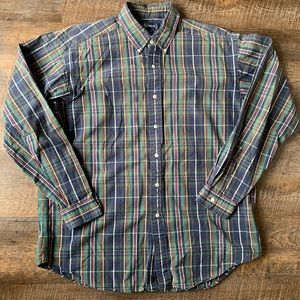 Polo Ralph Lauren Vintage 80s Plaid Seersucker Button Shirt RARE Mens L Grail
